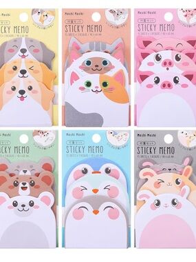 1- 3pk animal sticky notes